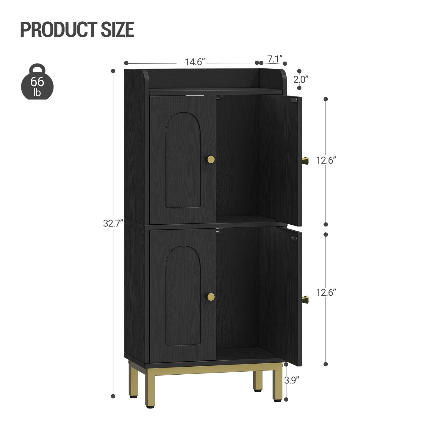 Hzuaneri Bathroom Cabinet, Small Storage Cabinet with 4 Doors, Bathroom Organizers and Storage Cabinets with Adjustable Feet. Cabinets Freestanding for Living Room, Kitchen, 7.1"D x 14.6"W x 32.7"H