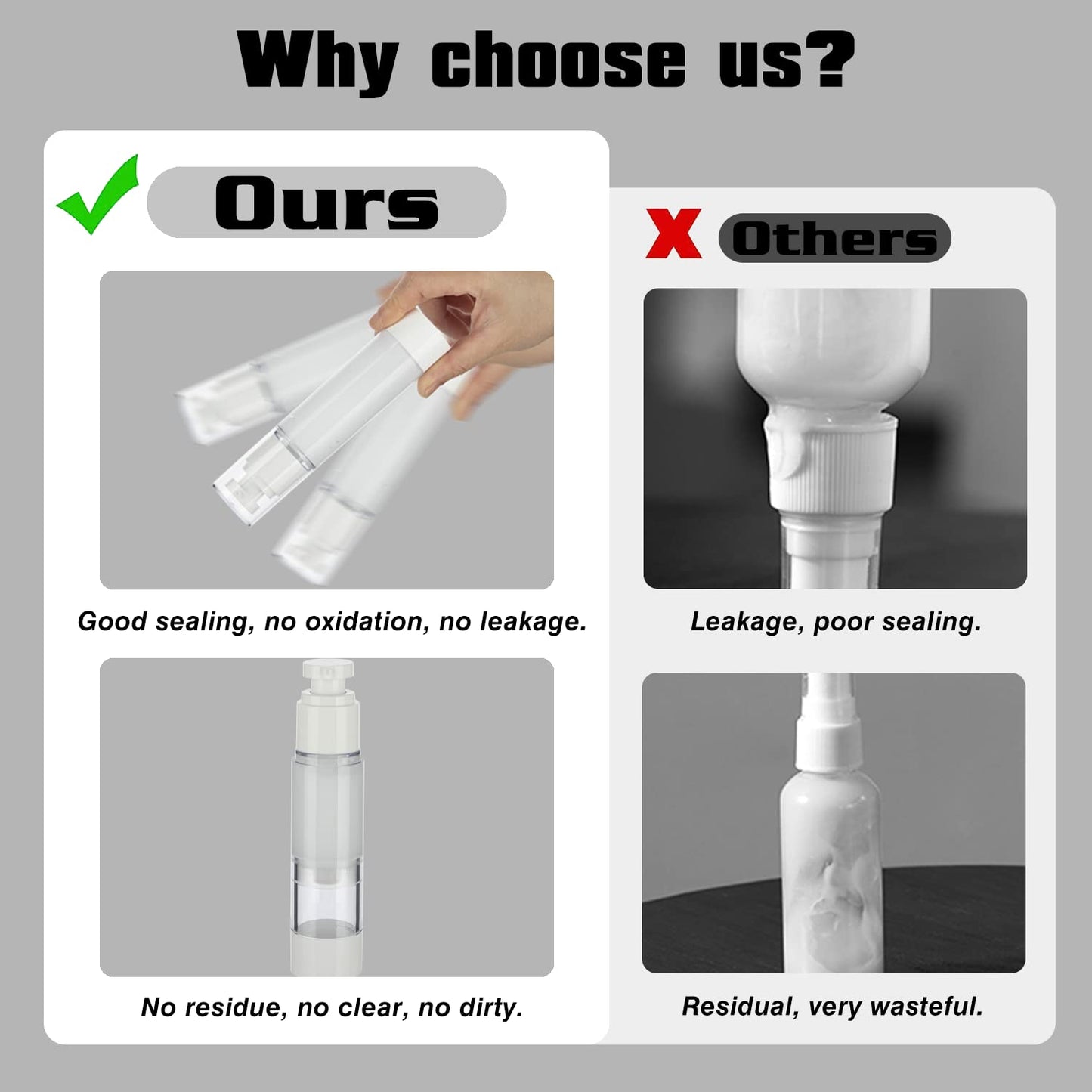 IFDGCTK 1.7OZ/50ML Clear Airless Pump Bottles, Lotion Dispenser Travel with Pump, Vacuum Plastic Travel Size Lotion Bottle for Foundation, Creams, Cosmetic(6 Pack)