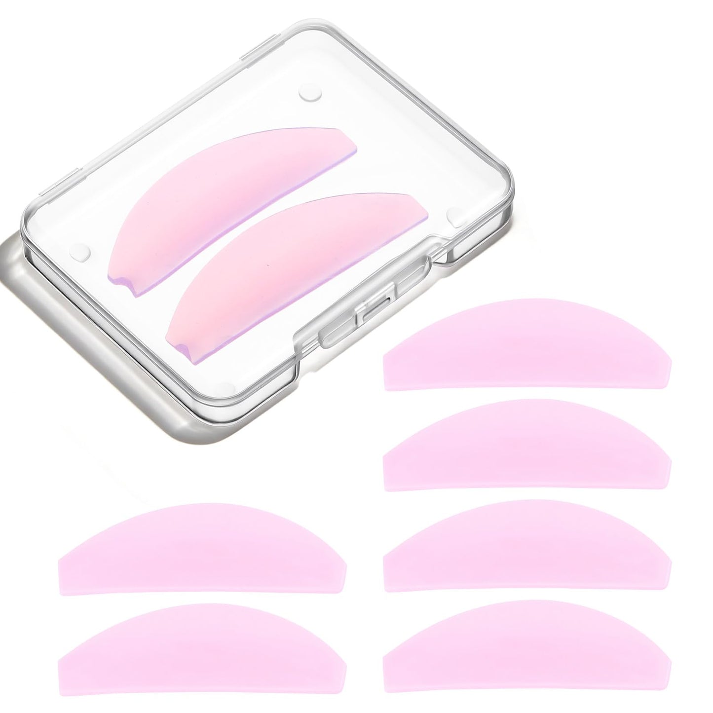 8Pcs Lash Lift Shields Flat, 1mm Thin Korean Lash Lift Pads for Eyelash Straightening and Lifting Super Sticky Glueless Reusable Silicone Lashes Rods for Eyelash Perm Lamination Salon Use(Rose)