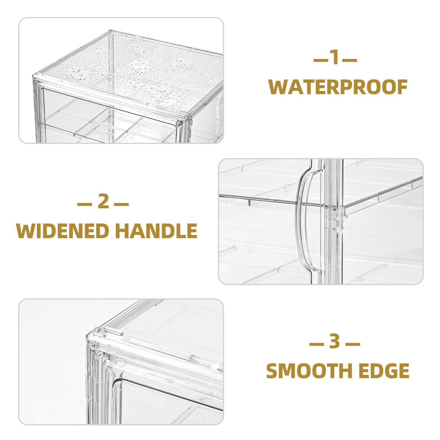 4 Tier Display Case for Collectibles,Clear Display Box with 3 Movable Plates ,Storage Container with Magnetic Door