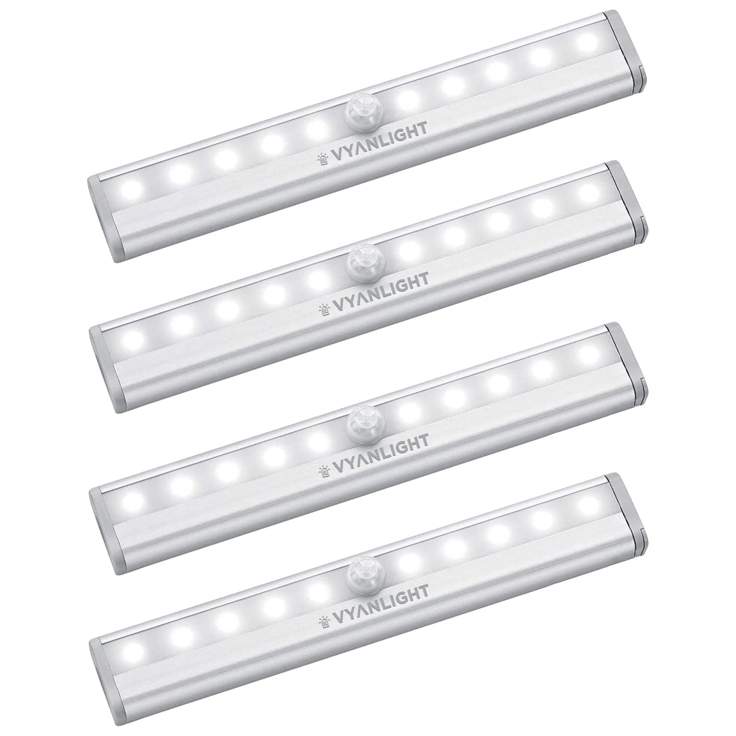 VYANLIGHT Under Cabinet Lighting – Motion Sensor Closet Lights, Battery Operated LED Strip Light Bar, Stick-On Wireless Indoor Lights for Kitchen, Pantry, Hallway, Stairs, 4 Pack