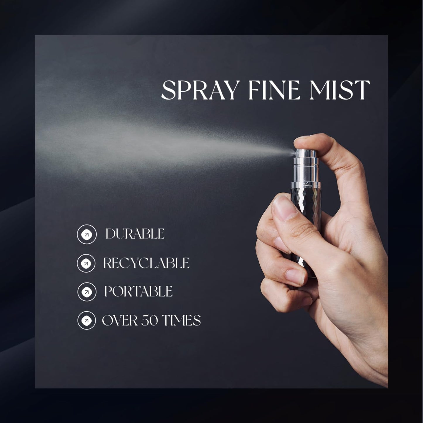 AricizBeauty Travel Refillable Perfume Atomizer 0.17fl.oz/5ml. Cologne Pocket Recyclable Portable Sprayer Bottle. Mini Scent Pump Case Dispenser Perfume Container (ROSE+BLACK)