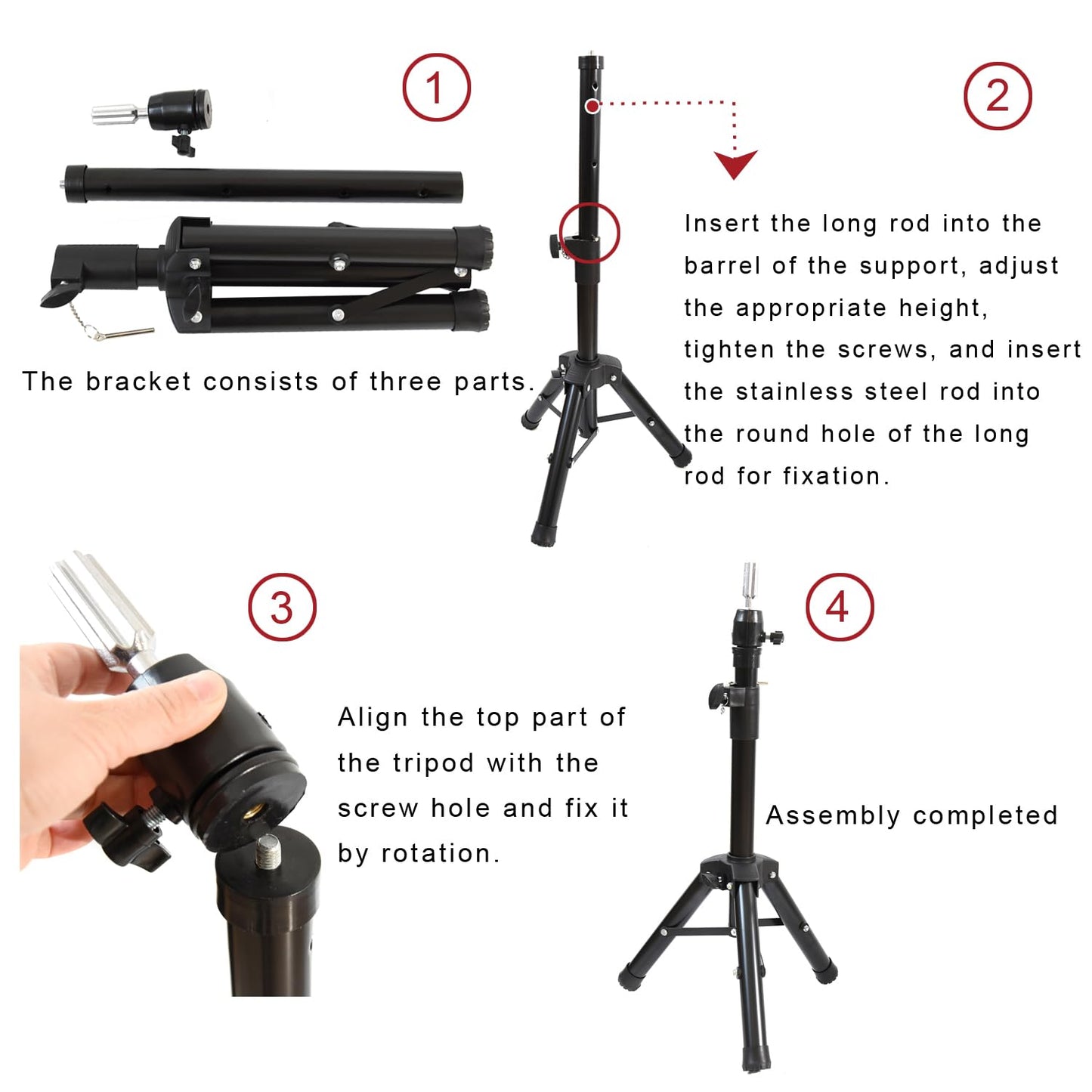 YANTAISIYU Wig Stand Tripod for Mannequin Head Stand Adjustable Wig Head Stand Holder for Wigs Canvas Block Head