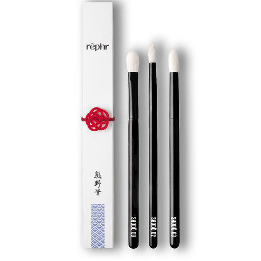 rephr Shodo Eye Set – 3 Handmade Japanese Makeup Brushes (Shodō 00, 02, 03) | Natural Goat Hair Bristles for Lid, Crease & Detail | Handade in Kumano, Japan