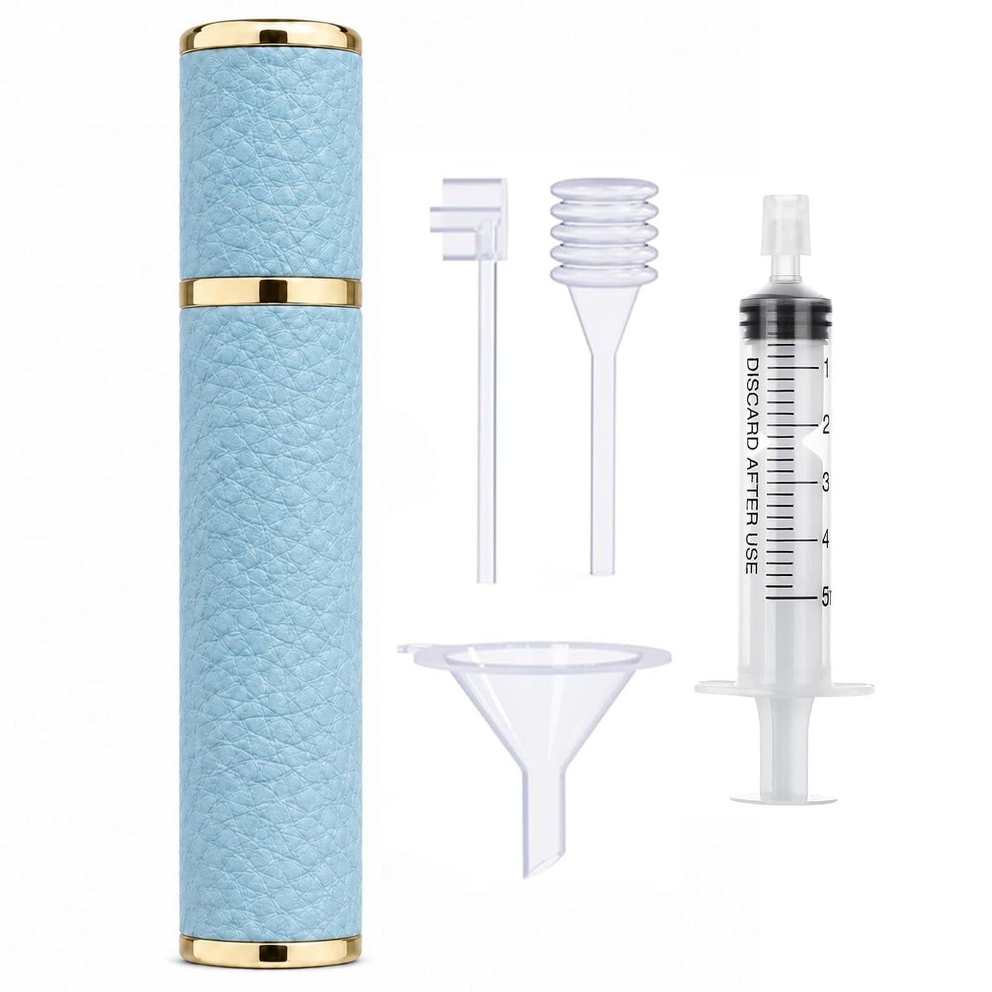 Vilarihor 10ml Mini Perfume Travel Refillable Bottle, Portable Perfume Atomizer, Small Travel Cologne Sprayer, Leakproof Design with 4 Refill Tools, Essential Travel Items for Men and Women (Blue)