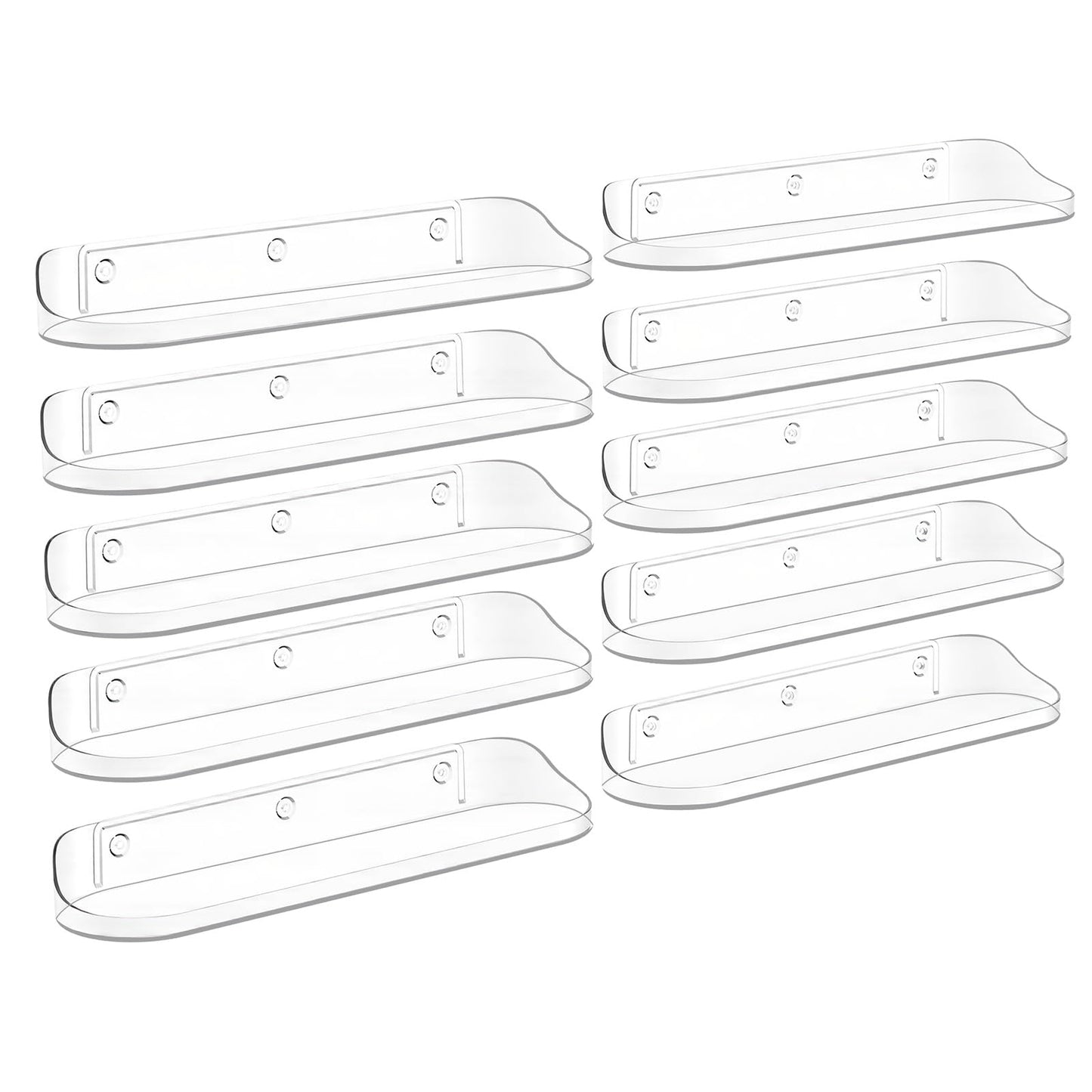 SpaceWhisper Floating Shelves for Wall, 10-Pack 15" Wall Shelves for Bathroom, Bedroom, Living Room, Display Hanging Shelf Organizer for Book, Picture Ledge, Figure Storage, Room Decor (Clear)