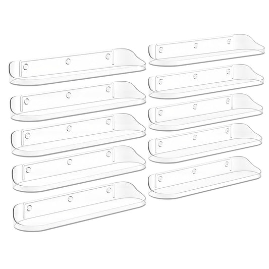 SpaceWhisper Floating Shelves for Wall, 10-Pack 15" Wall Shelves for Bathroom, Bedroom, Living Room, Display Hanging Shelf Organizer for Book, Picture Ledge, Figure Storage, Room Decor (Clear)