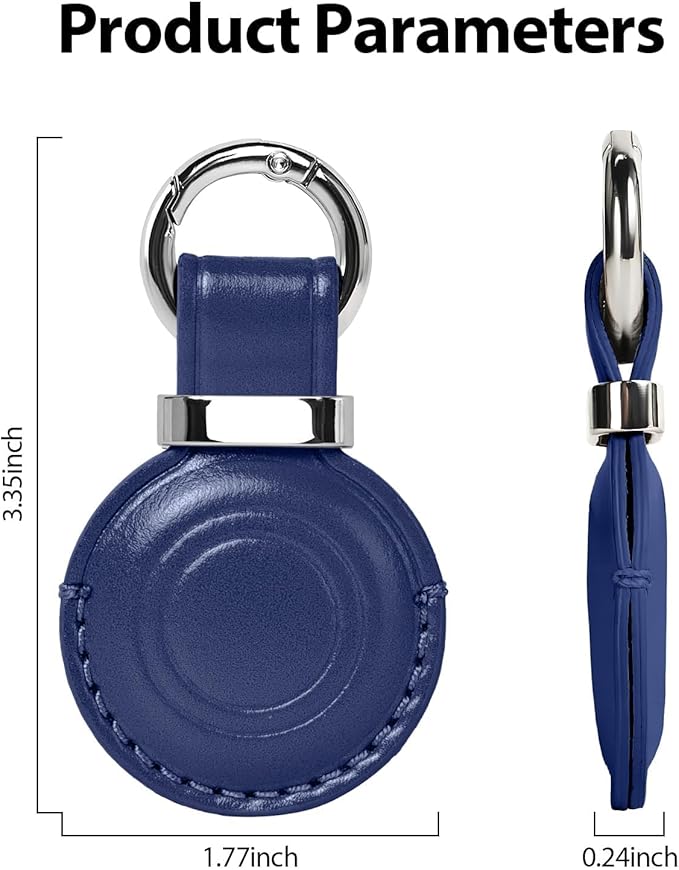 MOLOVA 4 Pack Leather for Airtag Holder Keychain, Compact Design with Air tag Case, Secure for Apple for Airtags Cover with Stainless Steel Ring Car Key Chain Fob Accessories, Black/Blue/Green/Vintage