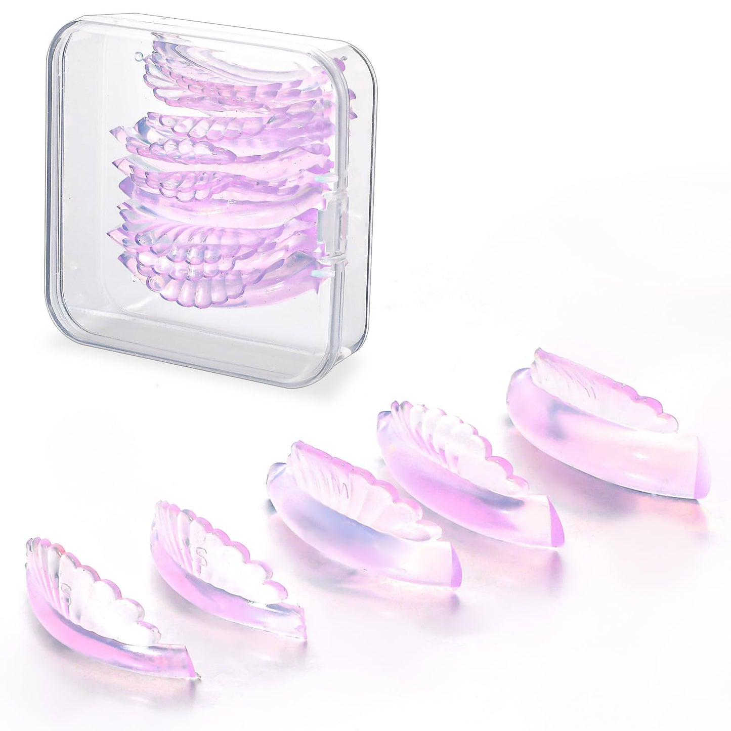 COMNICO 10 Pcs 5 Sizes Lash Lift Pads Self-Adhesive Super Soft Shell Pink Perming Curler Shield Reusable Professional Silicone Eyelash Curlers for All Eye Shapes