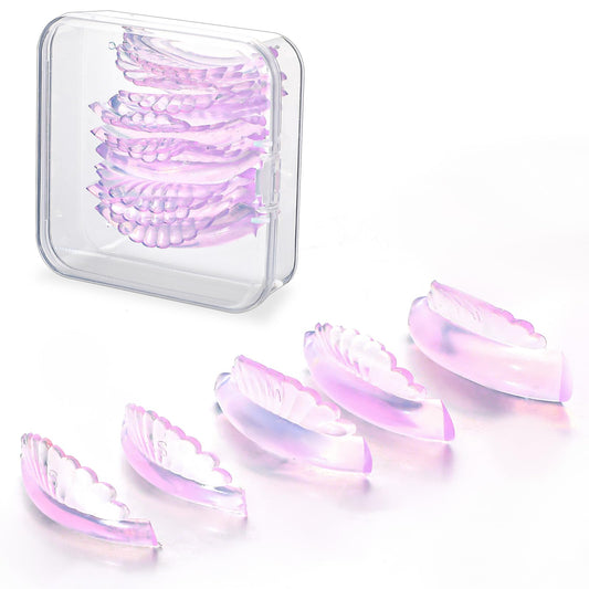 COMNICO 10 Pcs 5 Sizes Lash Lift Pads Self-Adhesive Super Soft Shell Pink Perming Curler Shield Reusable Professional Silicone Eyelash Curlers for All Eye Shapes