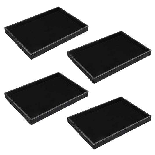 4 Pcs Stackable Jewelry Tray Black Showcase Display Jewelry Organizer Tray Bracelet Ring Earring Necklace Organizer Empty Plate for Drawers Countertop