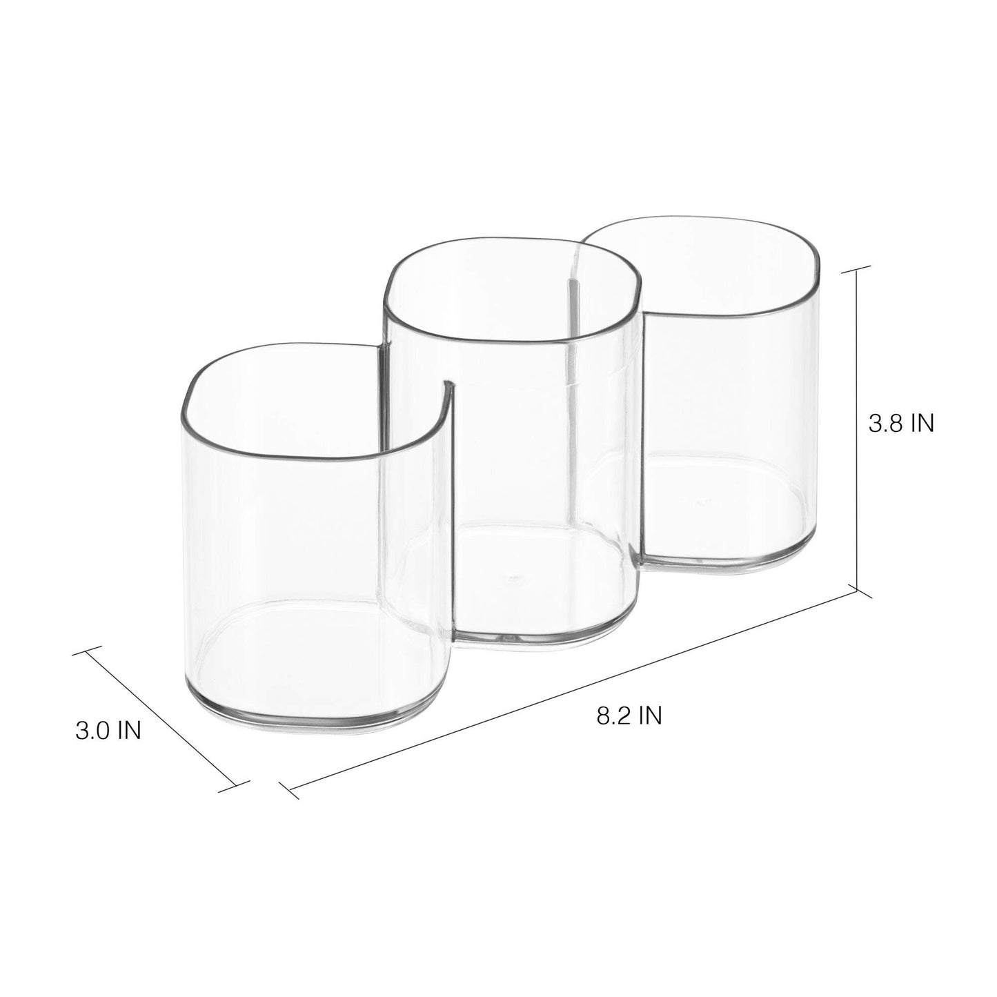 iDesign Trio Cup Vanity Cabinet Cosmetic Organizer, The Clarity Collection – 8.2” x 3” x 3.75”, Clear