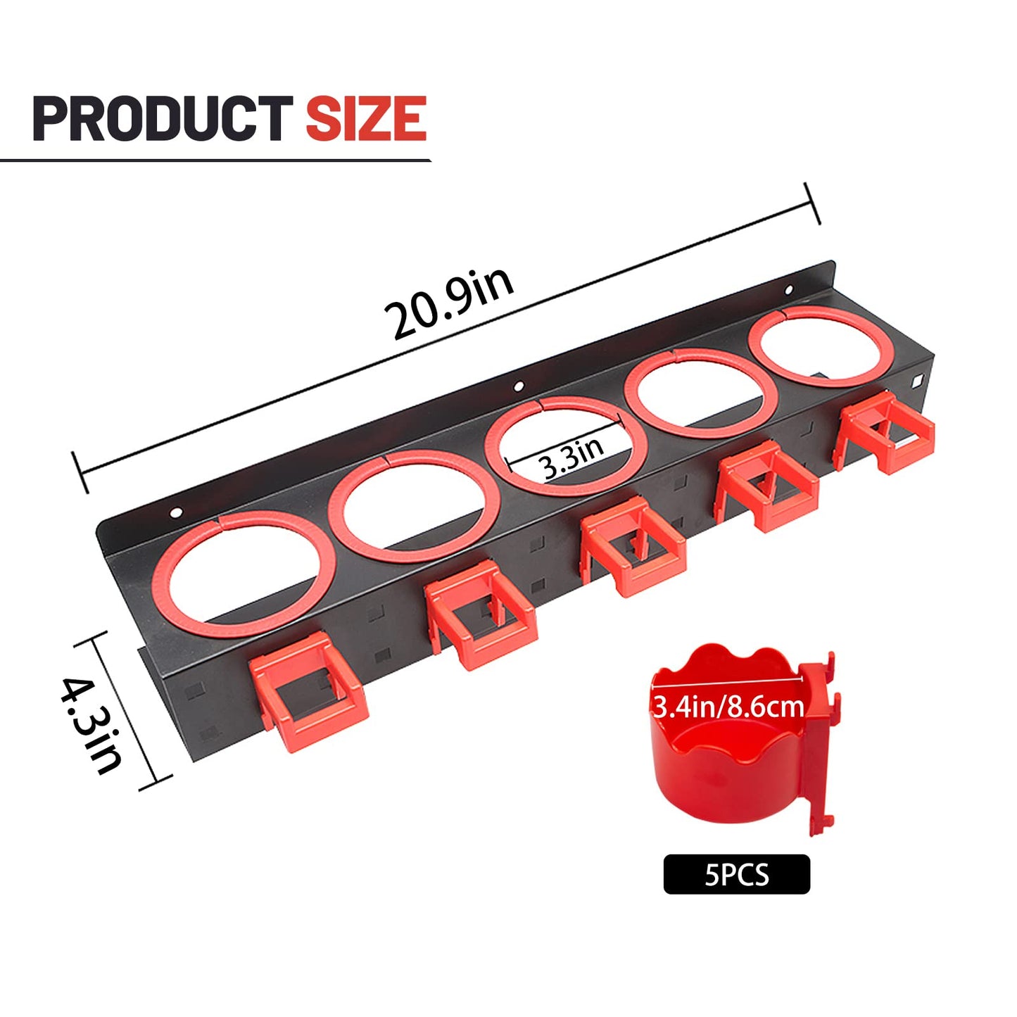 YTDTKJ Spray Bottle Storage Rack with Extra Abrasive Holder, Wall Mount Hanging Rail Car Beauty Shop Accessory Display Auto Cleaning Detailing Tools Hanger Bottle Organizer