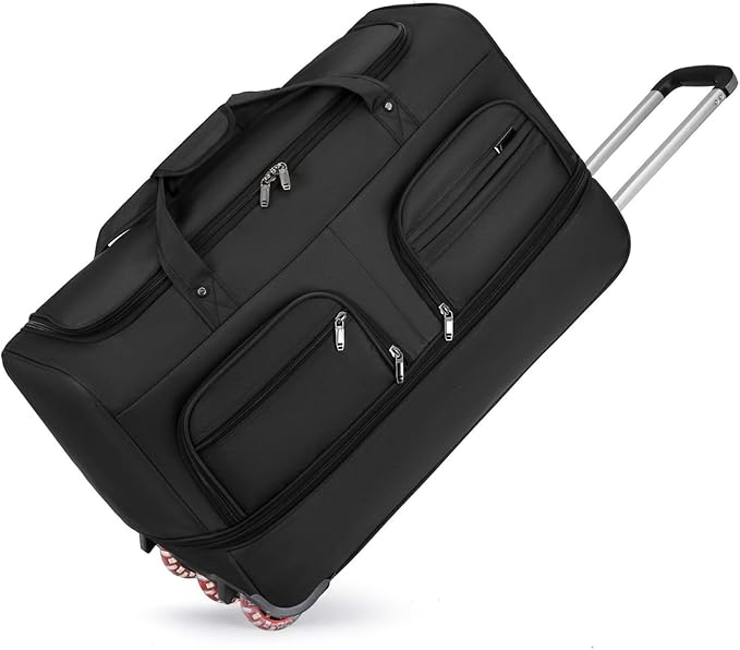 Expandable Rolling Duffle Bag with Wheels, 24" Foldable Carry On Luggage Suitcases, Water-Resistant Travel Duffle Bag Carry On Suitcase Weekend Bag for Women Men
