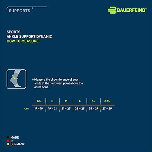 Bauerfeind Sports Ankle Support Dynamic - Ankle Compression Sleeve for Freedom of Movement - 3D AirKnit Fabric for Breathability - Premium Quality & Washable (S, Rivera)