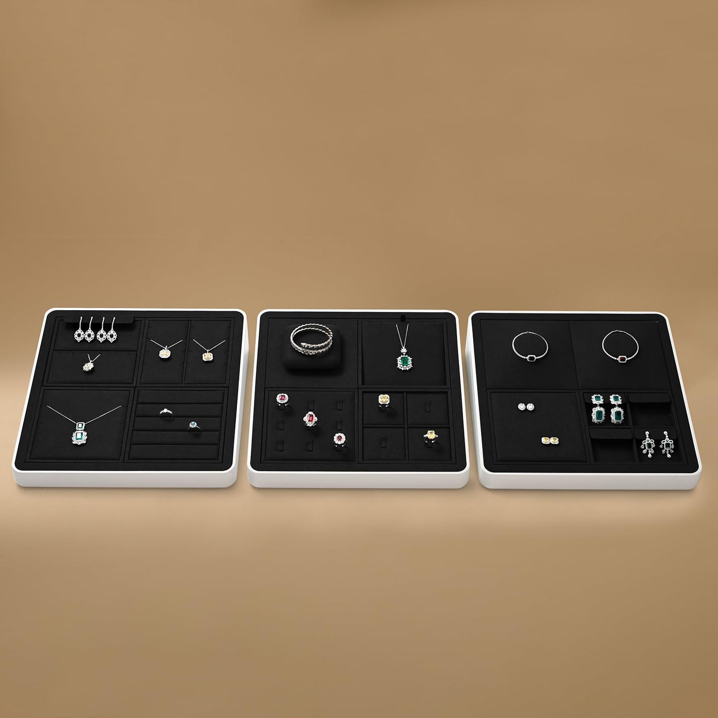 Oirlv Black Microfiber Jewelry Stud Earring Tray Display Tray Interchangeable Modular Jewelry Tray