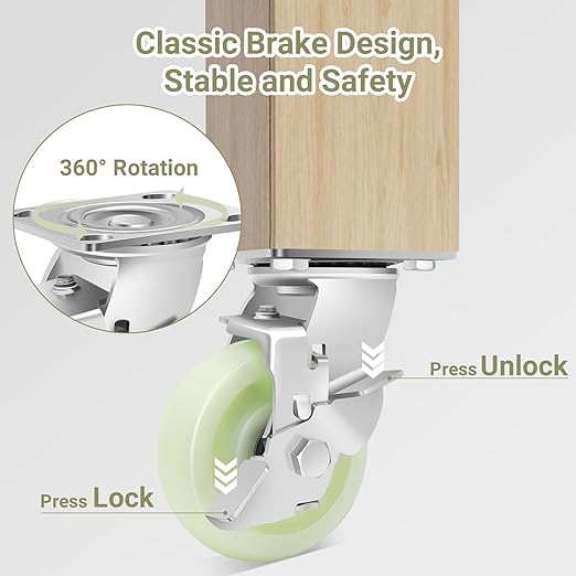 W B D WEIBIDA Heavy Duty Caster Wheels 5 Inch - 3500 LBS, PP Plate Castor Set of 4 with Double Ball Bearings, Non-Marking Quiet Industrial Swivel Casters for Hand Trucks, Carts, Industrial Equipment