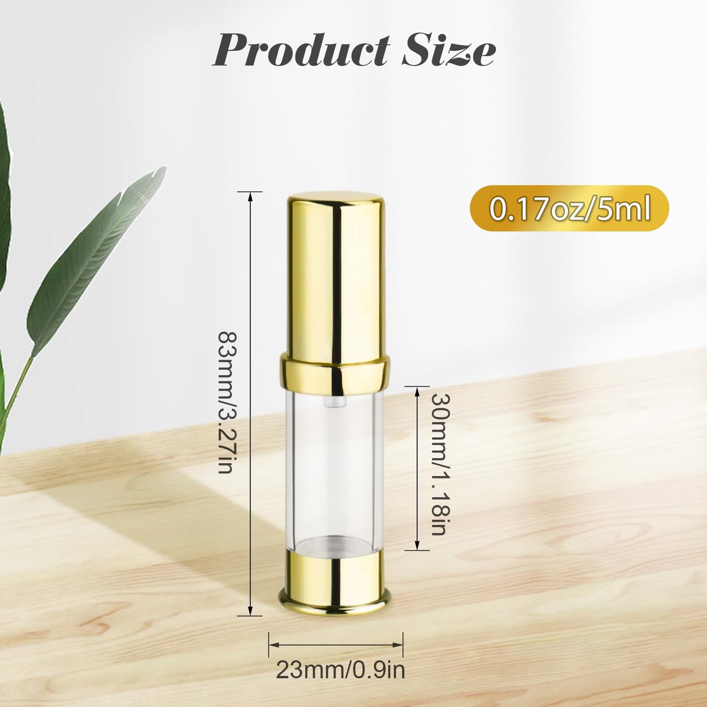 15 Pcs 0.17oz/5ml Airless Pump Bottle Refillable Vacuum Pump Bottles Travel Size Cosmetic Container for Lotion Cream Moisturizer Facial Serum