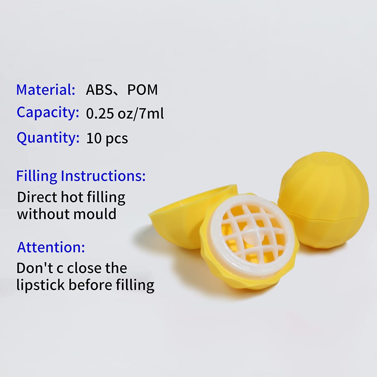 longway 0.24Oz (7ml) Empty Lip Balm Sphere Containers | Screw Cap Lipstick Tubes/Chapstick Tubes/Chapstick Holder for Lip Gloss & BPA FREE (Pack of 10 (Yellow)