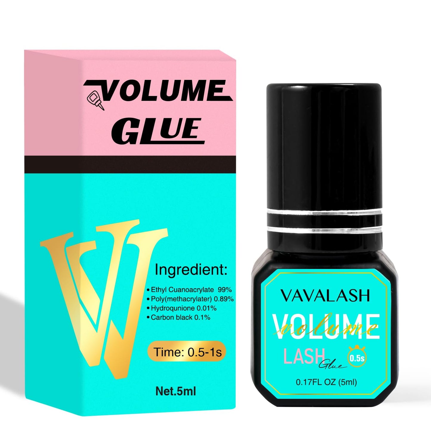 VAVALASH Eyelash Extension Glue Lash Extension Adhesive 0.5-1 Sec Drying Time Retention 9 Weeks Maximum Bond Lash Glue Long Lasting Black Lash Adhesive Professional Lash Artist Use Only (Volume,5ml)
