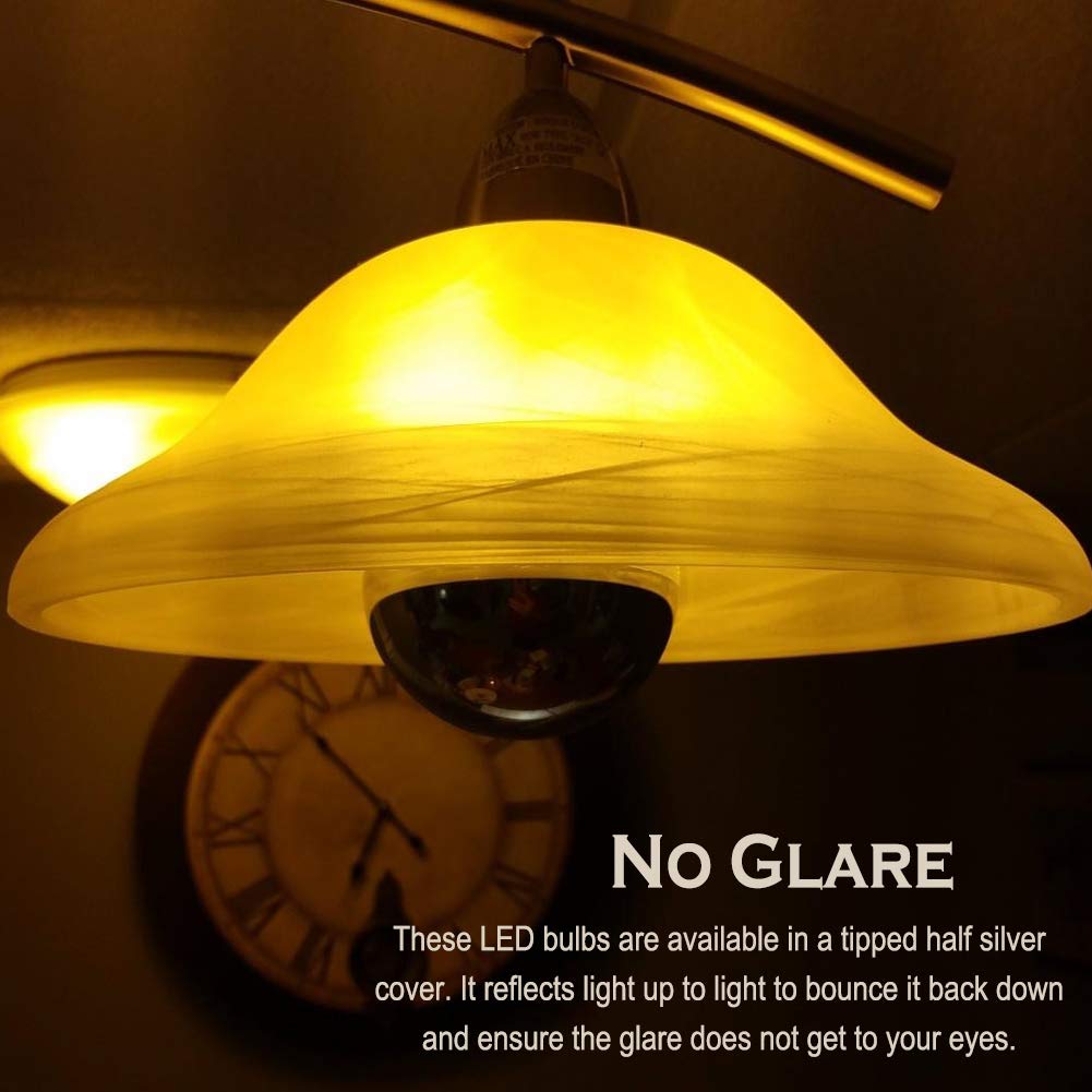 Half Chrome Light Bulb Dimmable Silver Tipped LED Bulb 6W 2700K Warm White