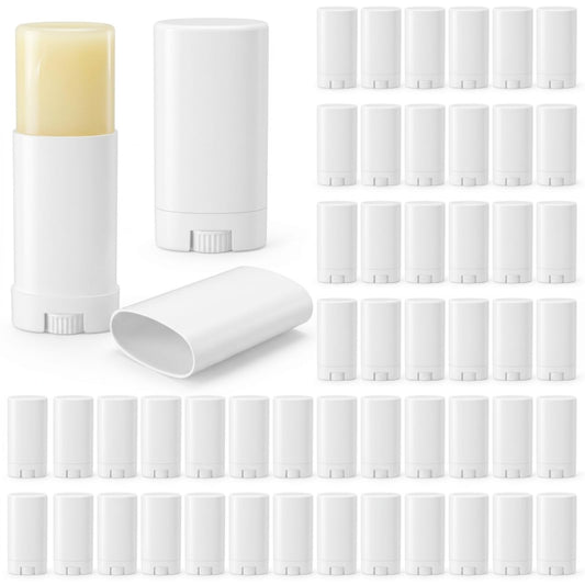 Jowgut 50 Pieces Empty Deodorant Containers, 15Ml/0.5Oz Oval Twist-Up Refillable Lip Balm Tubes Bulk, Plastic Travel Deodorant Holder Container for Lotion Bars, Shaving Soap Lipstick DIY