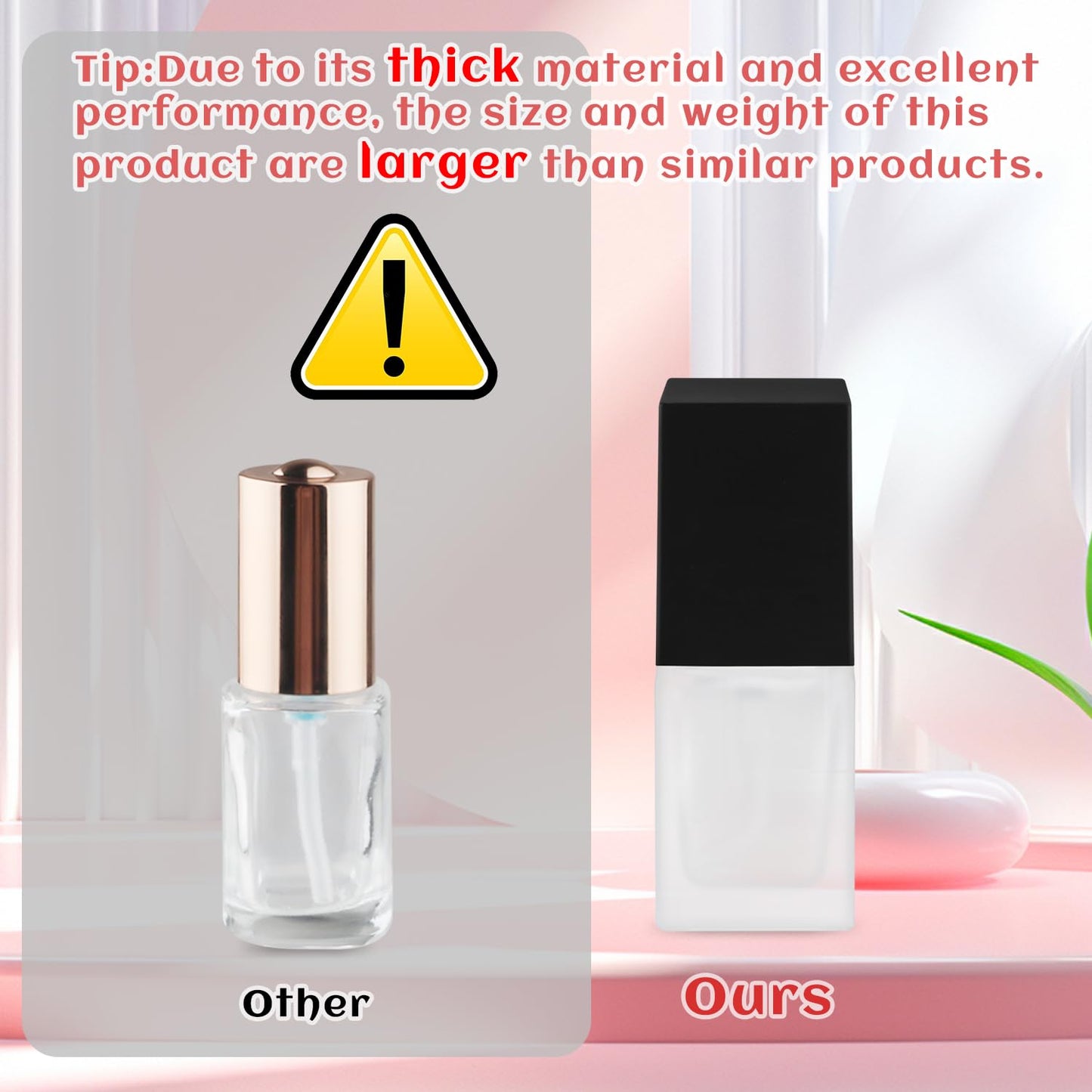 BOSMIOW 6 Pack 15ml Thick Frosted Glass Pump Bottles with Black Pump Head, Empty Square Cosmetic Containers for Foundation, Lotion, Serum, Essential Oil