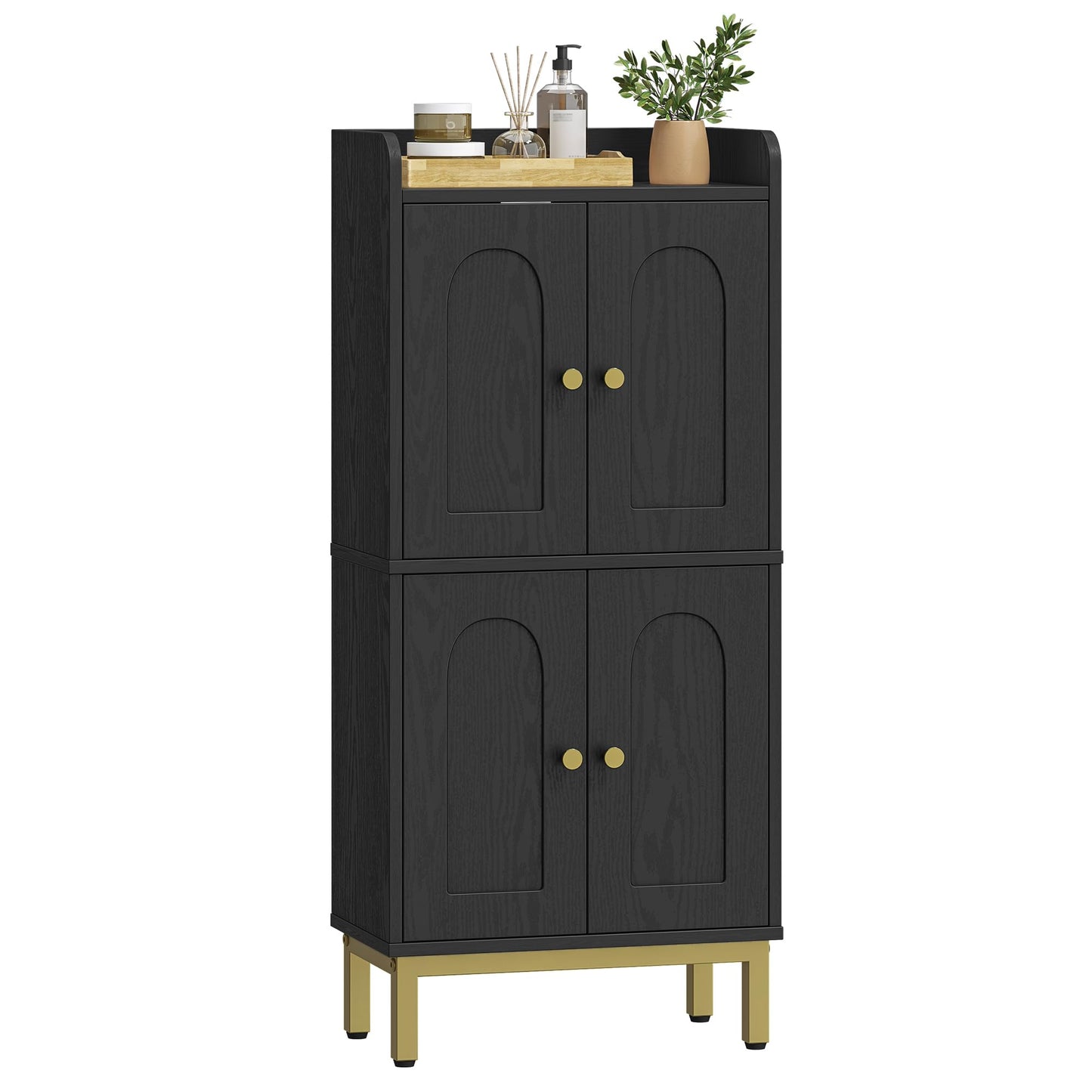 Hzuaneri Bathroom Cabinet, Small Storage Cabinet with 4 Doors, Bathroom Organizers and Storage Cabinets with Adjustable Feet. Cabinets Freestanding for Living Room, Kitchen, 7.1"D x 14.6"W x 32.7"H