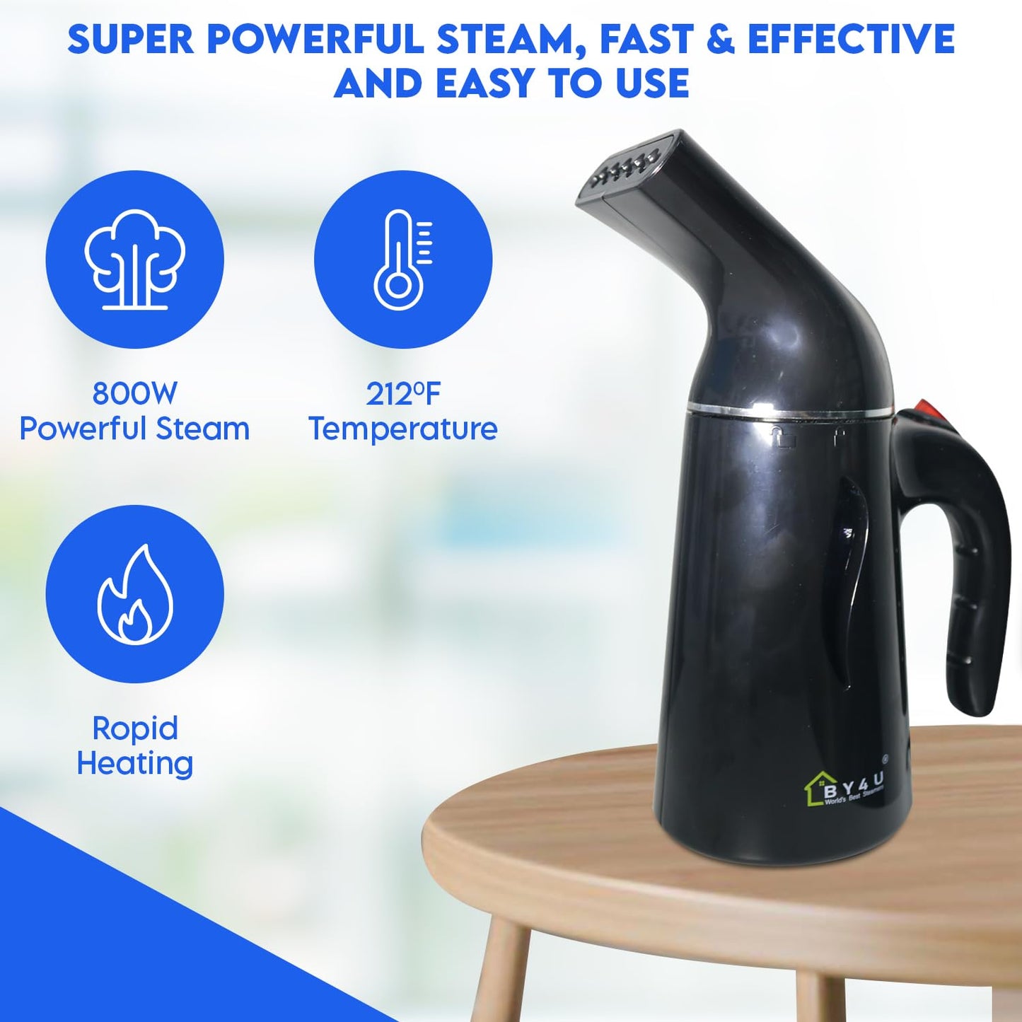 Handheld Steamer for Clothes Garment Powerful Steamer Wrinkle Remover, Easy to Use for Home and Trave Black