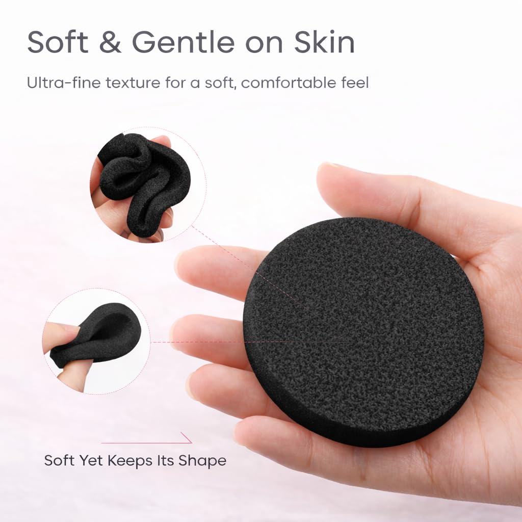 KarsJeGu 120 PCS Compressed Facial Sponges, Natural Cellulose Face Cleaning Pads, Professional Spa-Grade Makeup Remover Sponges for Daily Cleansing,Compact Travel-Friendly Skincare Essentials (black)