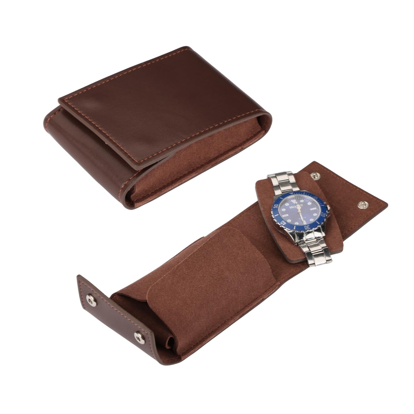 HUYUTAWE Watch Travel Pouch Portable Organizer - Luxury Watch Case Travel Recycled Leather Storage and Display for Men and Women (Single,Coffee)
