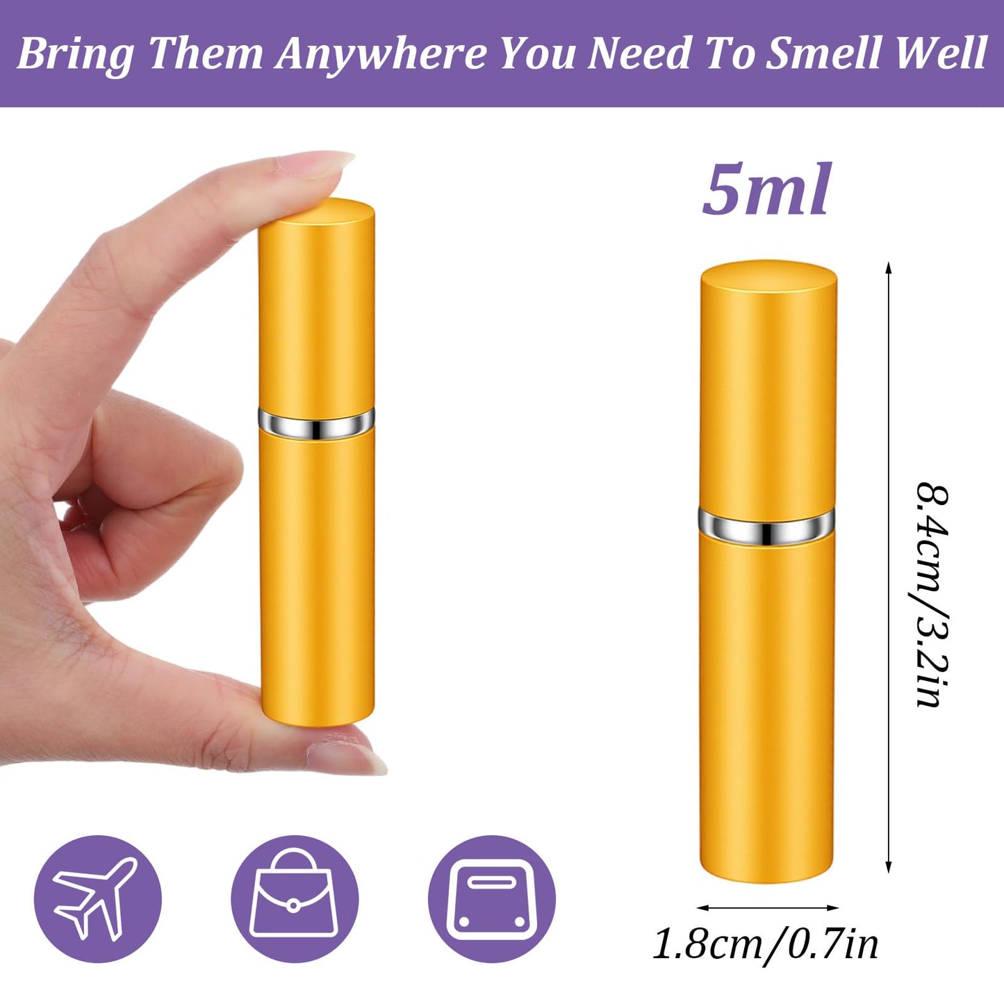 Kegeeei 28 Pcs 5ml Refillable Perfume Atomizer, Mini Travel Spray Bottle, 7 Colors Portable Perfume Bottle For Women and Men