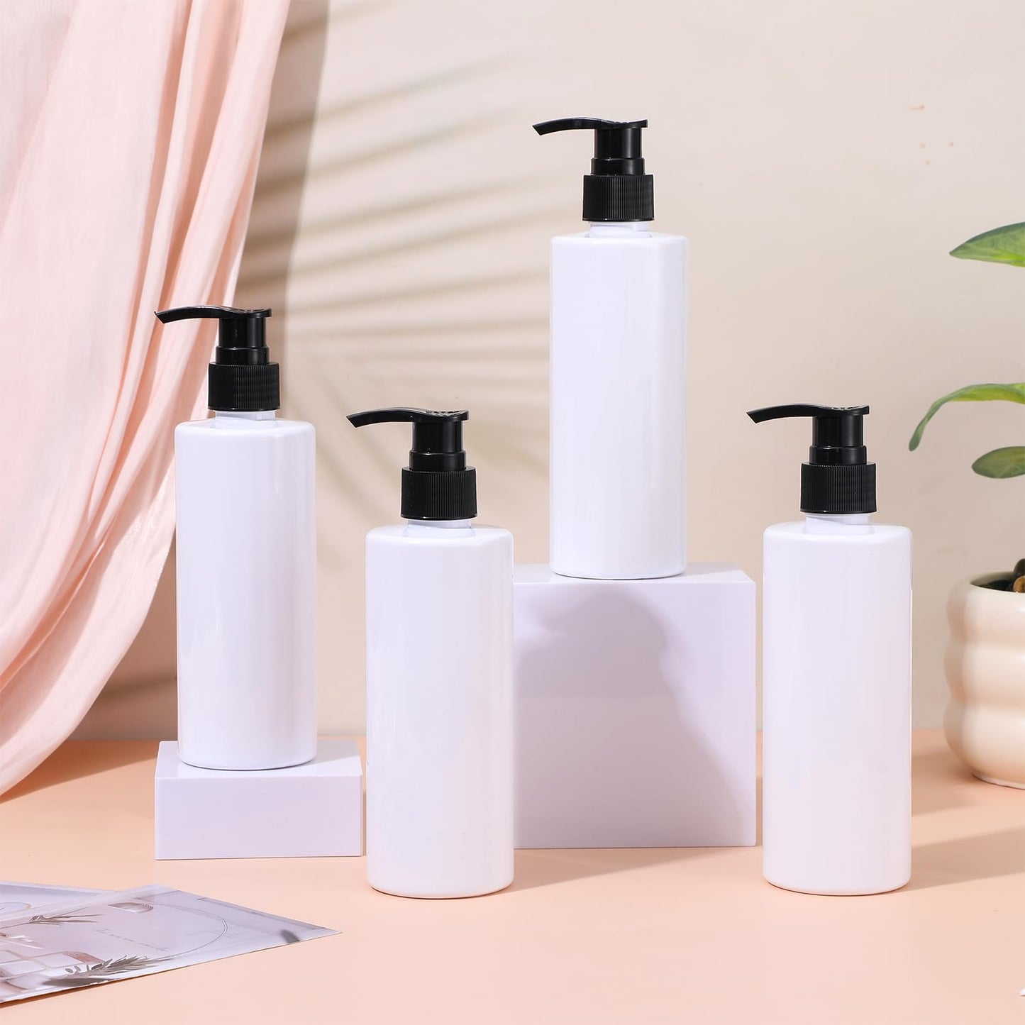 20 Pcs Plastic Pump Dispenser Bottle 8 oz Refillable Plastic Bottles Bulk Lotion Container Travel Lock Empty Container for Shampoo Massage Oil Dispensing