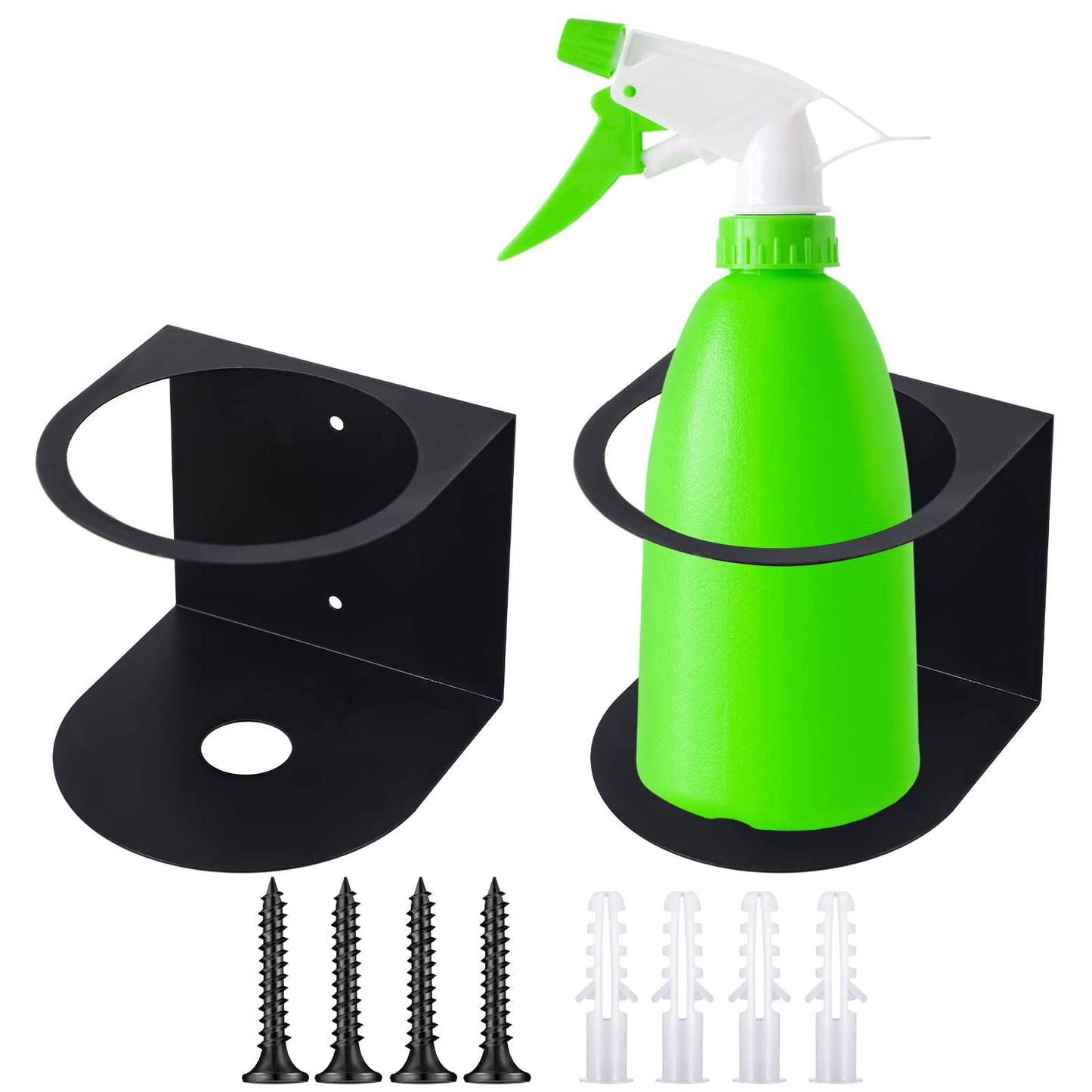 Gerrii 2 Pcs Spray Bottle Holder Wall Mount Bottle Organizer Spray Can Holder Organizer for Garage and Workspace Stainless Steel Easy Install Craft Workspace Paint Rack with Hardware (Black)