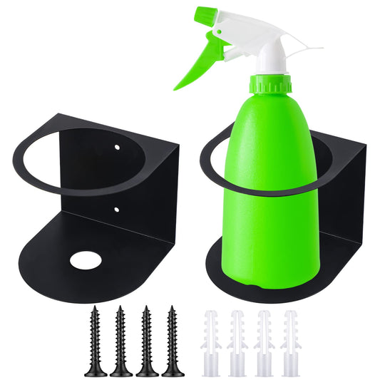 Gerrii 2 Pcs Spray Bottle Holder Wall Mount Bottle Organizer Spray Can Holder Organizer for Garage and Workspace Stainless Steel Easy Install Craft Workspace Paint Rack with Hardware (Black)