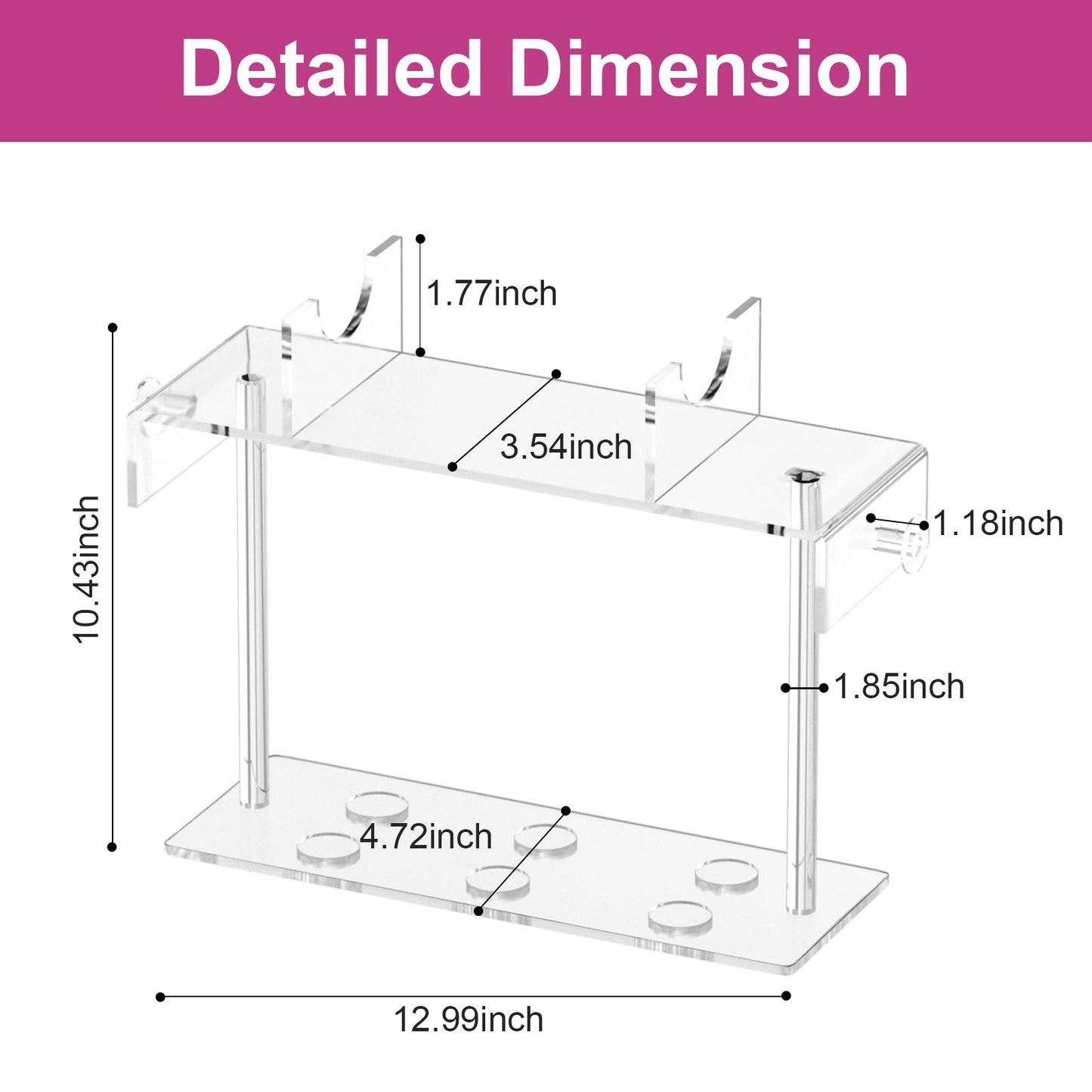 YeWink Airwrap Holder for Dyson - HQ Acrylic Hair Tool Storage Stand - Countertop Desktop Organizer for Dyson Styler and Accessories - Space-Saving Bathroom Beauty Holder