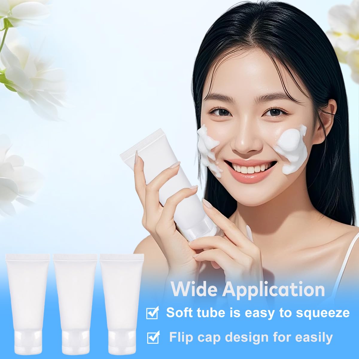 UPSTORE 20Pcs 50ml Refillable Plastic Squeeze Tubes Matte Flip Cap Travel