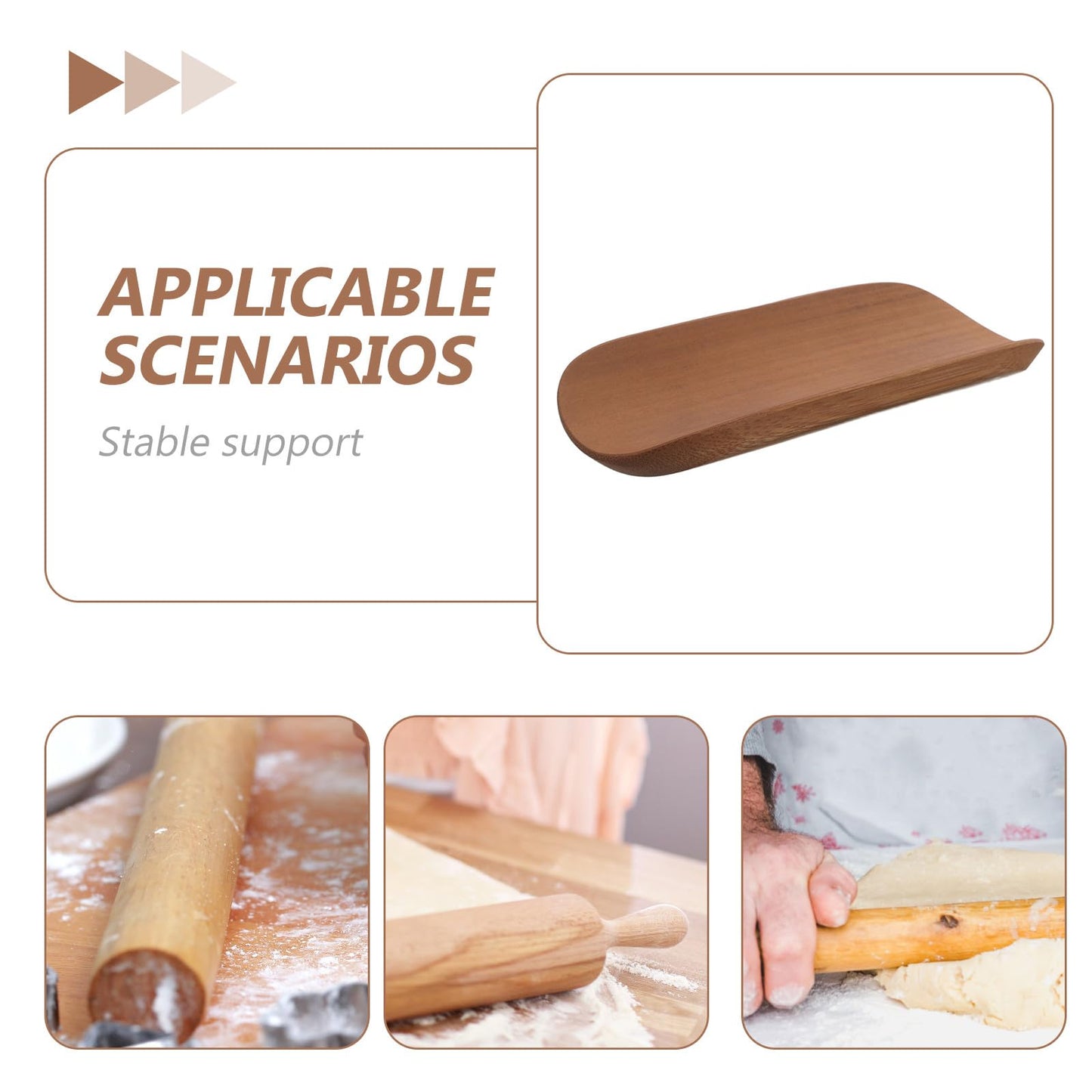 RUNROTOO Rolling Pin Holder: Rolling Pin Display Rack & Utensil Stand - Wood Base for Baking, Pastry Roller, Spoons & Forks Storage - Space-Saving
