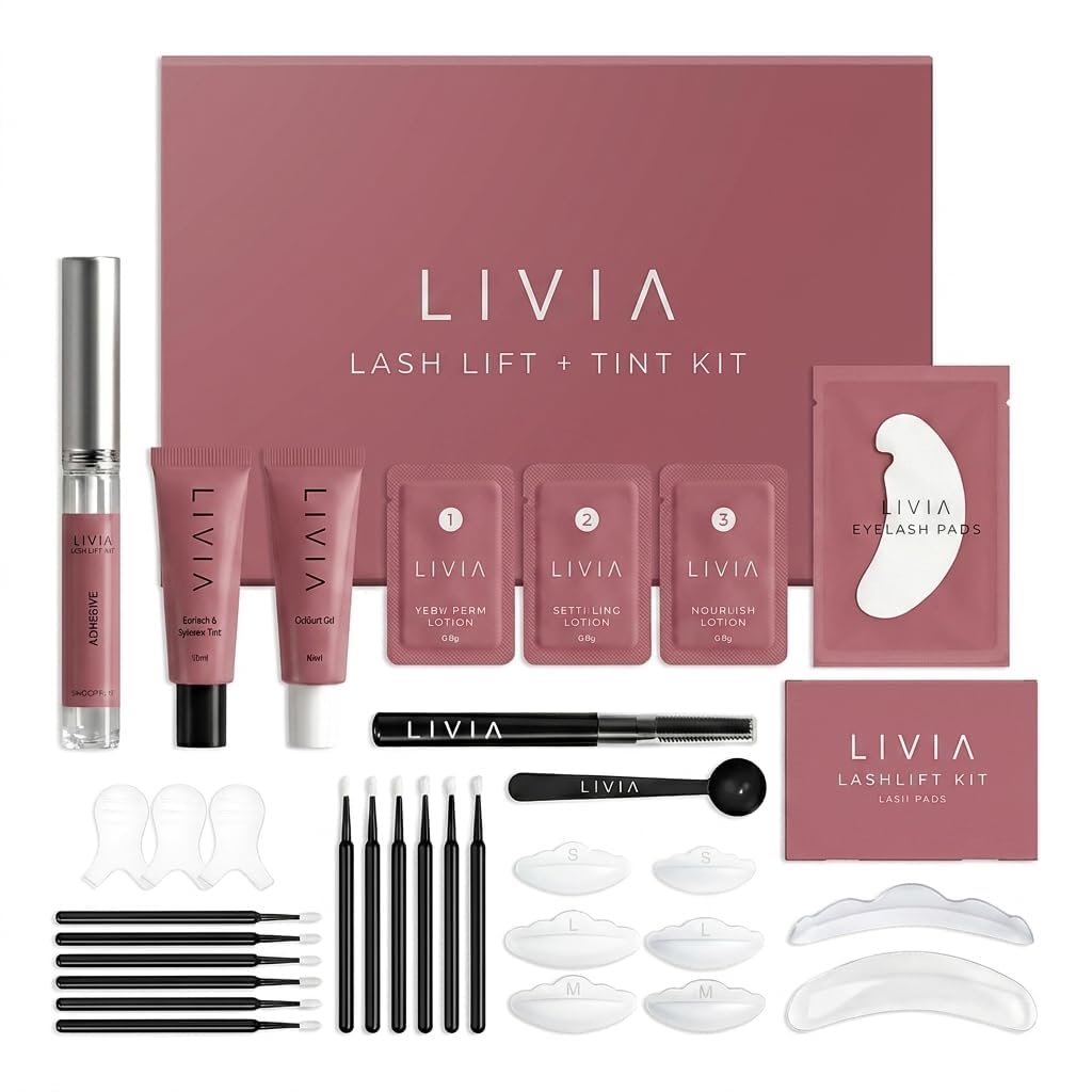Livia Korean Lash Lift + Color Kit – Wake Up with Salon-Curled, Mascara-Dark Lashes Every Day – 3 Full Applications – Works on Straight, Blonde and Stubborn Lashes – Beginner-Friendly DIY