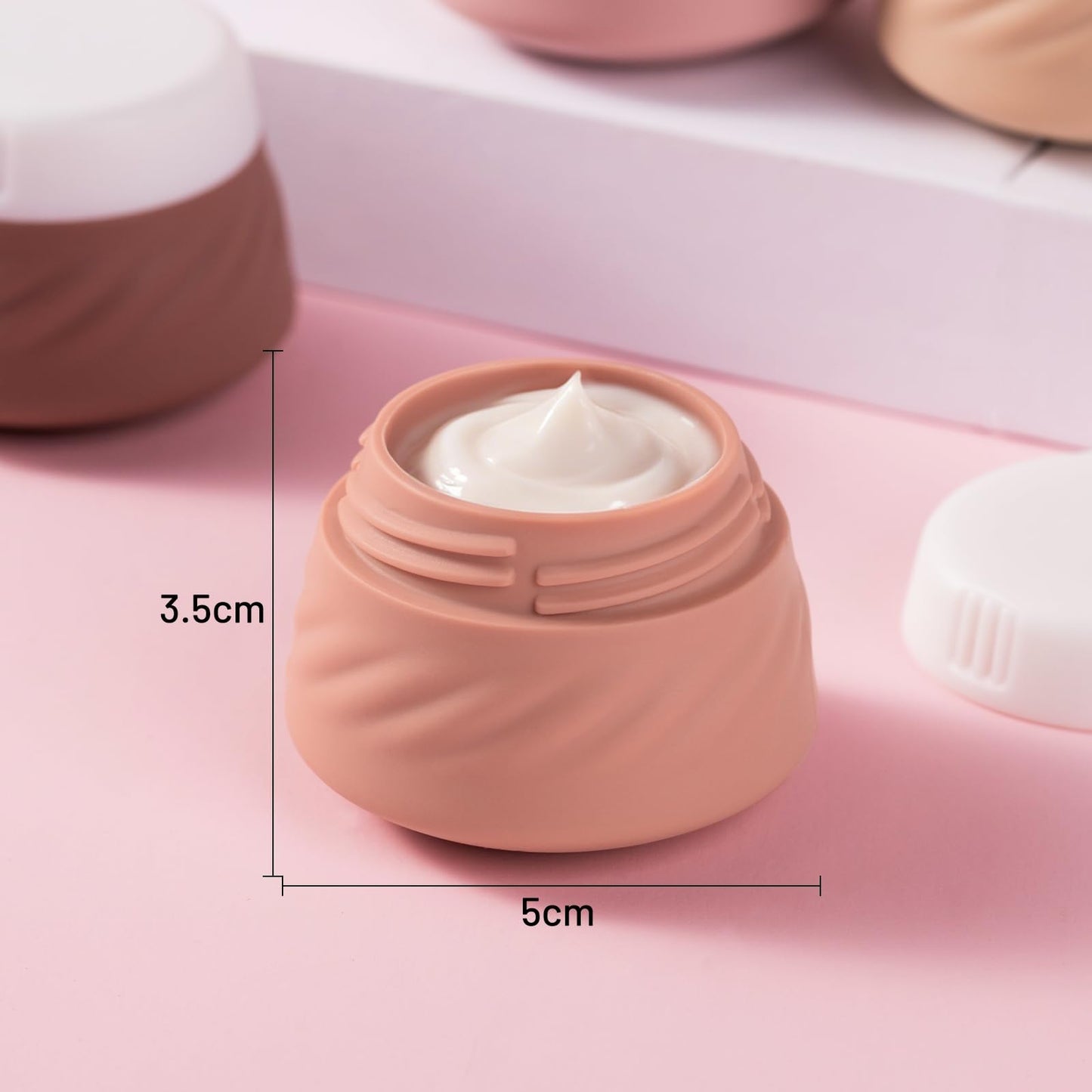 Gemice Silicone Cream Jars TSA Approved Travel Size Containers with Clear Bag, Leak-proof Travel Accessories with Lid for Cosmetic Face Body Hand Cream (4 Pack)