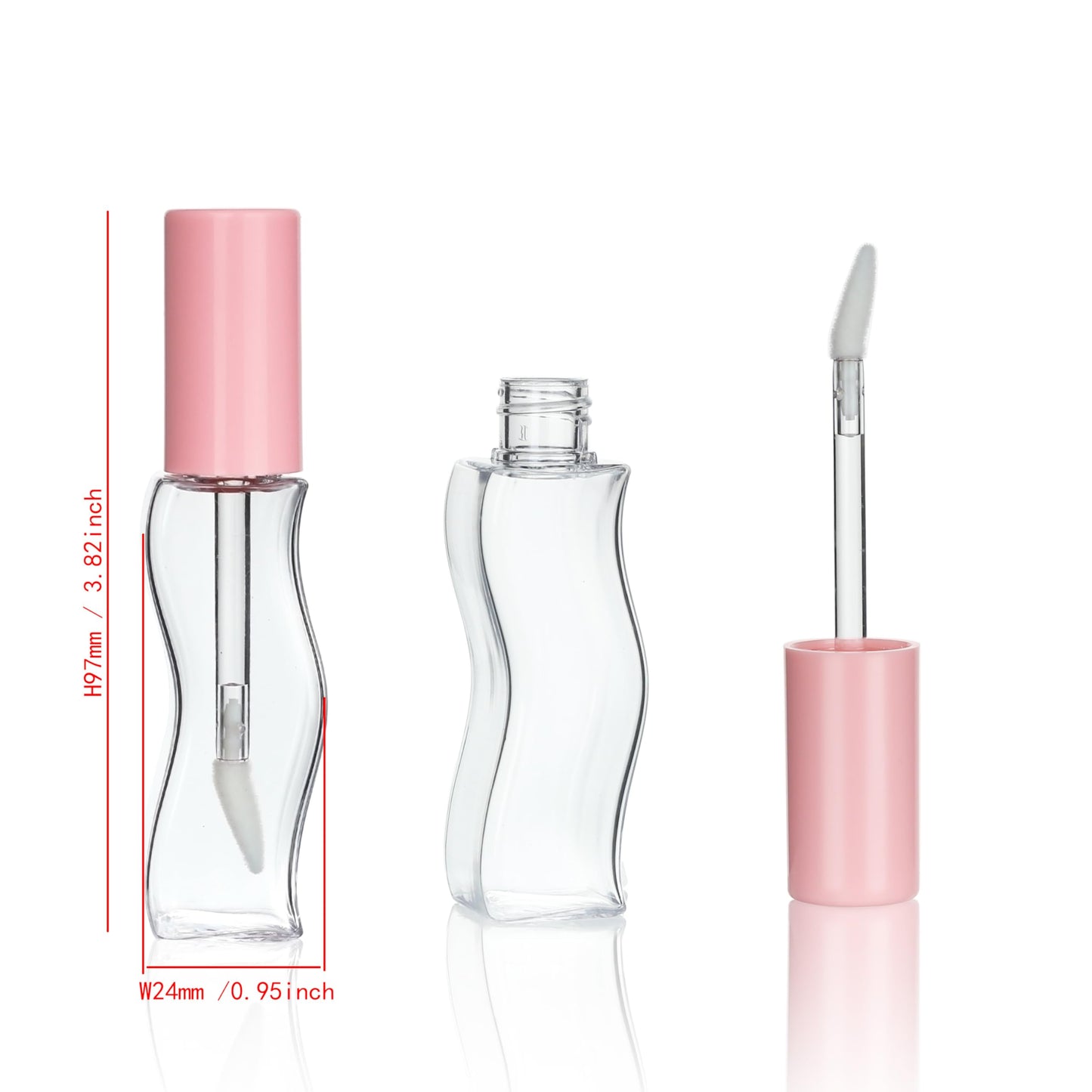COSIDEA 30 pcs 15ml Pink Empty lip gloss tubes S-shaped lipgloss tube container bottles for coconut oil liptin refill