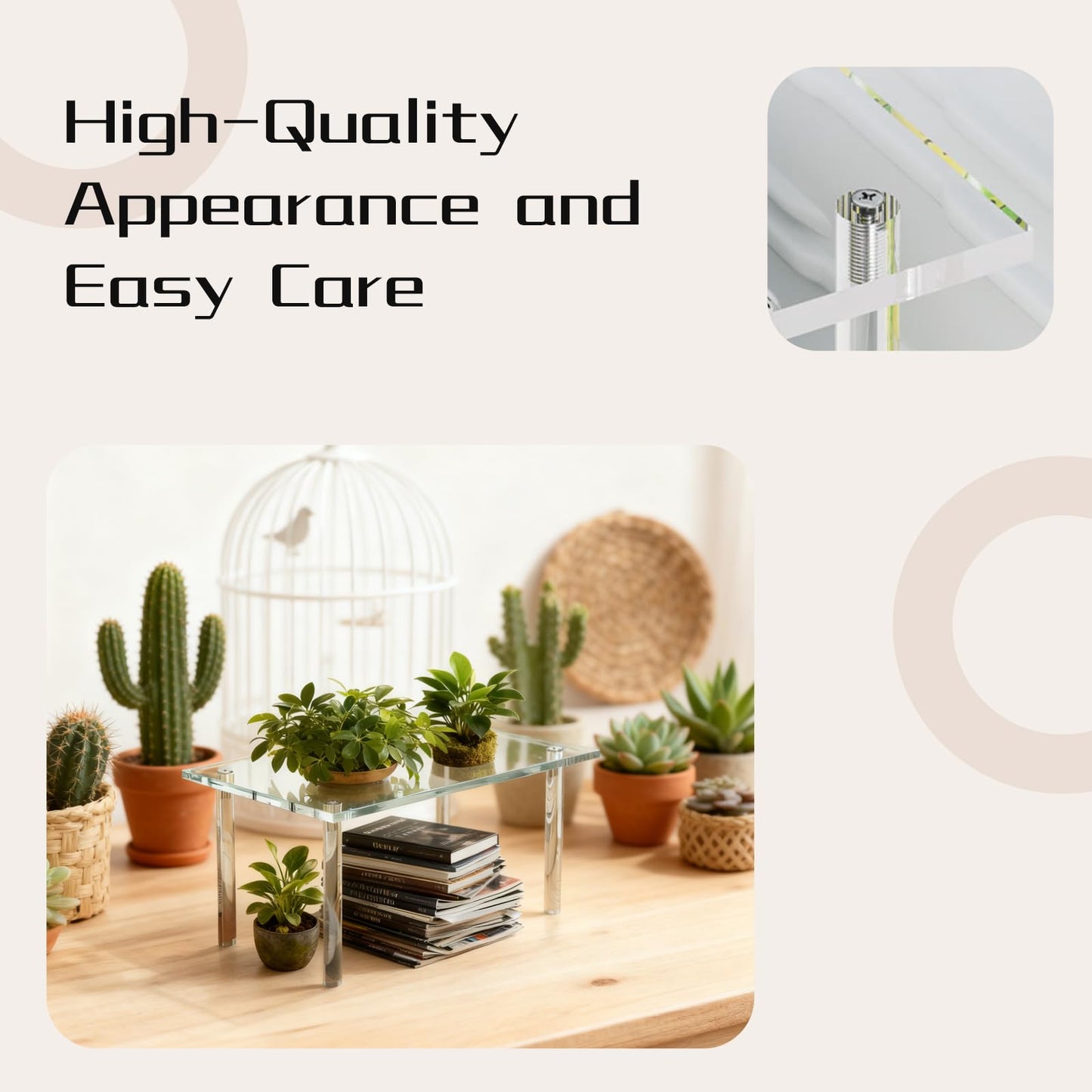 DHSUN Extra Large 7mm Thick Acrylic Riser Plant Stand,Acrylic Shelf Riser for Plant Organizer,Cupboard Organizers,Perfume Organizer(1 Pcs,15.4×11.8×8in)