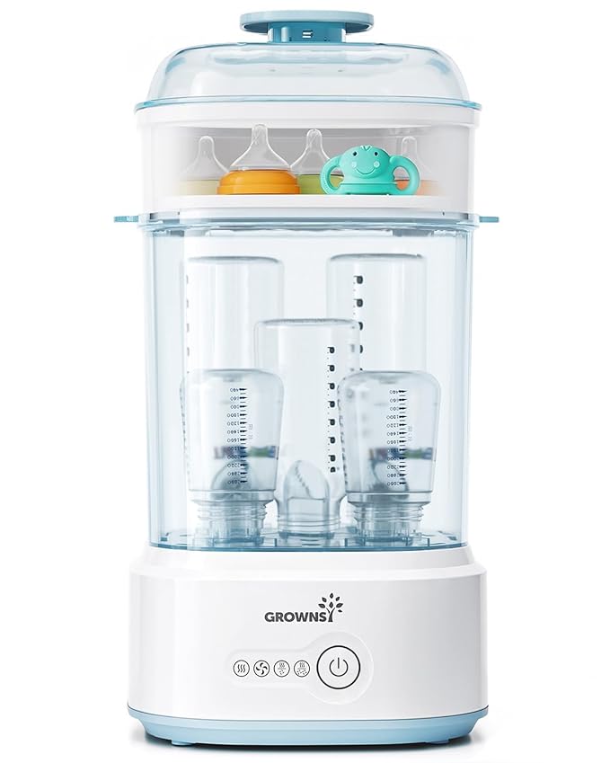 Bottle Sterilizer and Dryer, Compact Electric Steam Baby Bottle Sterilizer (Esterilizador de Biberones), Bottle Sanitizer for Baby Bottles, Pacifiers, Pump Parts Blue