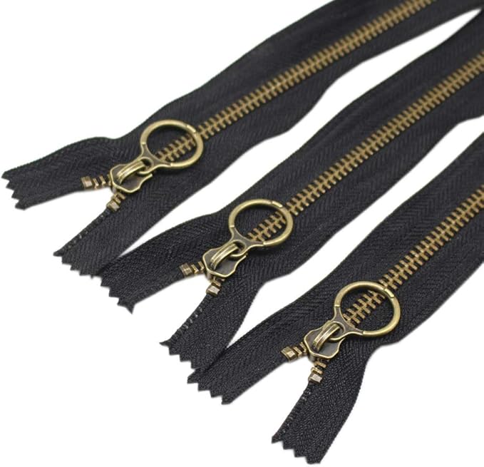 YaHoGa 10PCS 7 Inch (18cm) #5 Antique Brass Plated Metal Zippers Bulk Close End Metal Zippers for Sewing Purse Bags Crafts (#5 Anti-Brass)