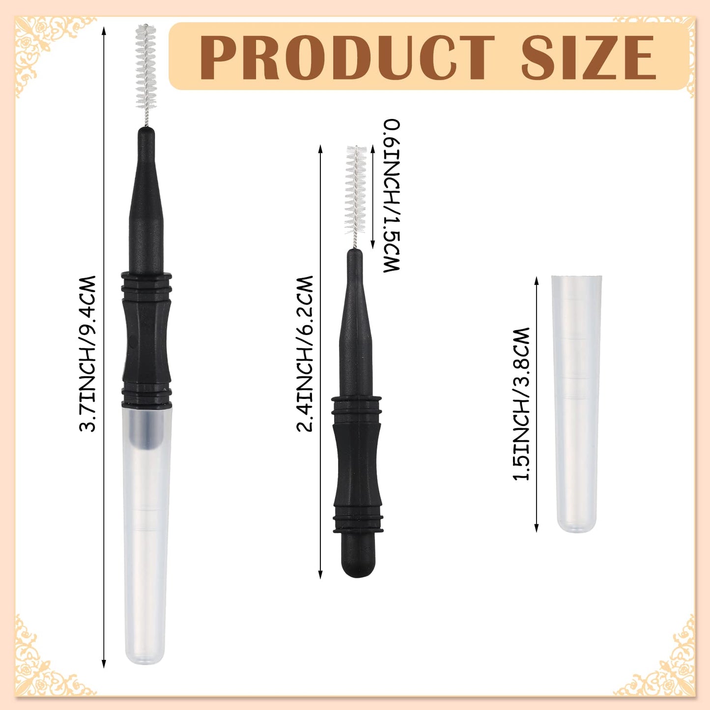 Vesici 200 Pcs Micro Eyebrow Brush with Cap, Multifunctional Brow Lamination Brush Eyelash Comb Lash Eyebrow Spoolie Lash Lift Mascara Tools for Eyelashes Extensions and Eyebrows(Black)