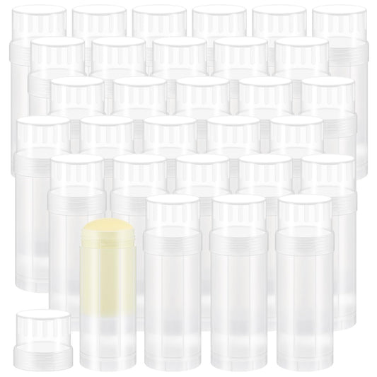 Teenyyou 30 Pcs 60ml/2oz Empty Deodorant Containers Twist Up Filling Bottle Refillable Plastic Deodorant Holder Tube for Homemade Lipstick Sunscreen Balm Lotion Bar (Translucent)