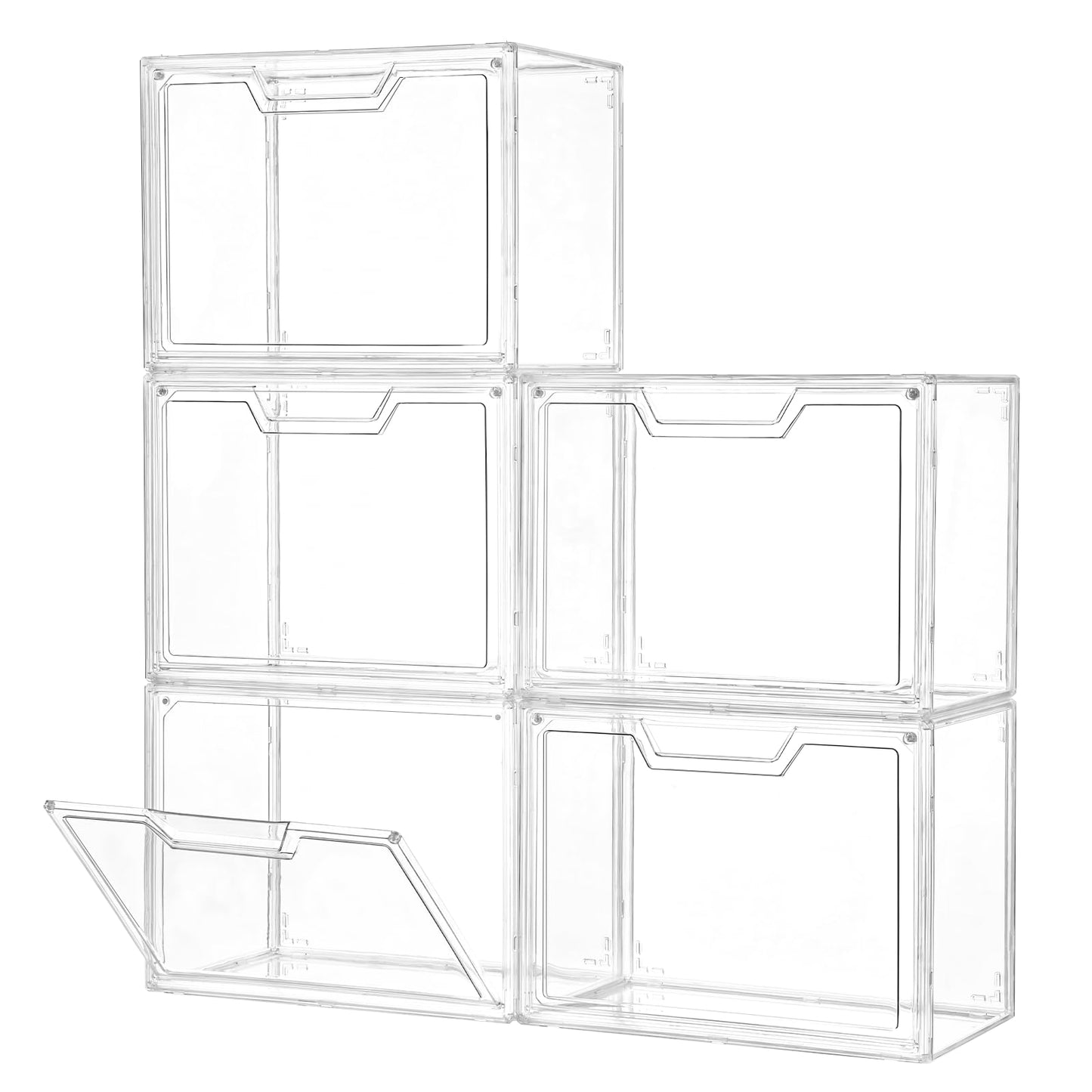 Stackable Purse Organizer for Closet, 5 Pack Clear Acrylic Display Case