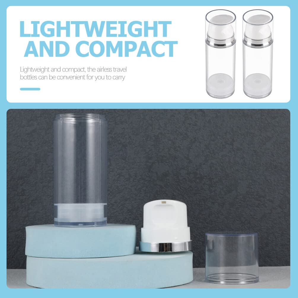 Set of 2 Travel Airless Pump Bottles Wide Mouth for Creams and Lotions