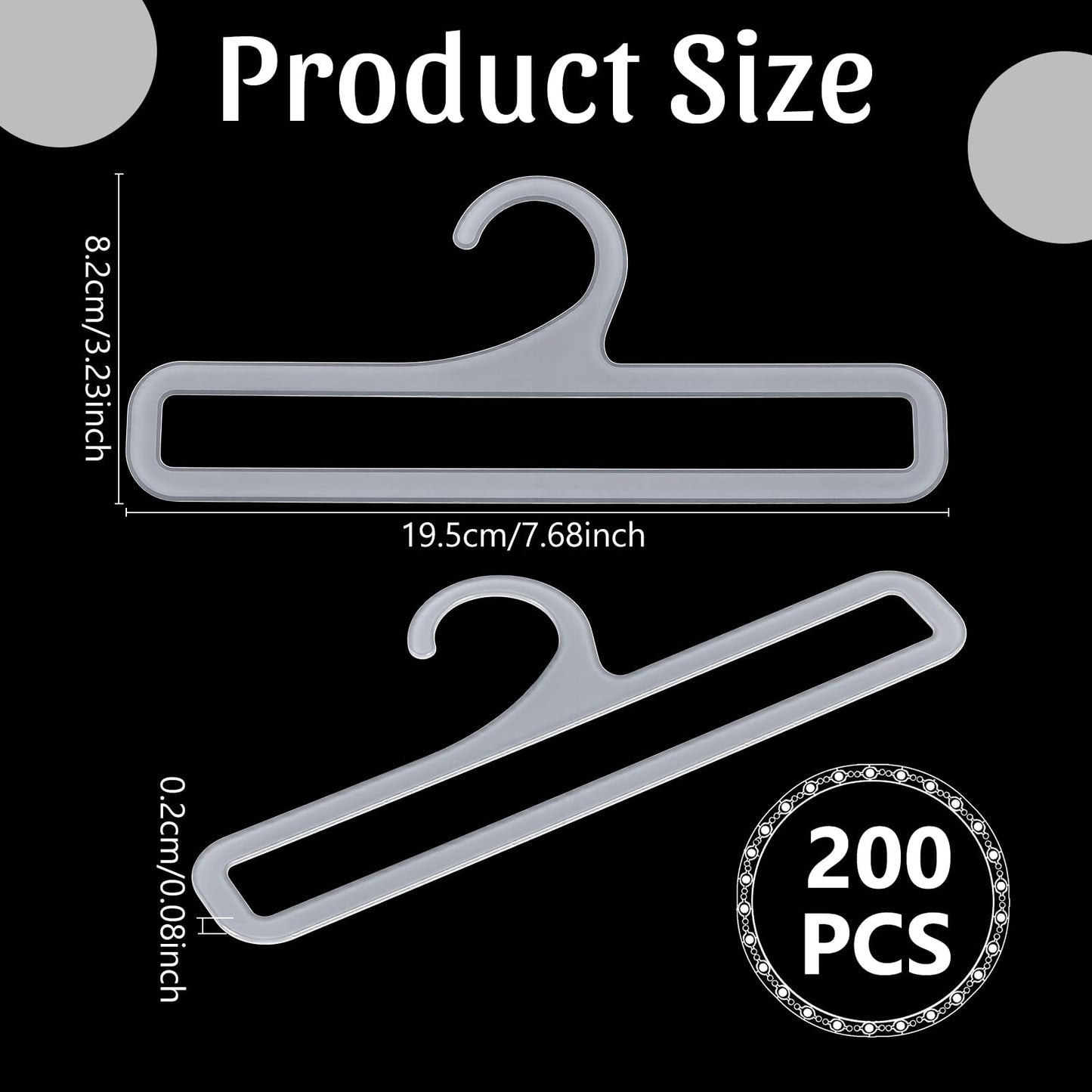 INTERWARM 200Pcs Tea Towel Hangers for Retail Display, 7.68Inch Plastic Scarf Hanger for Sock Storing Hanging Legging Wardrobe Ties Scarf Clothes Shawls Rings Belts(White)