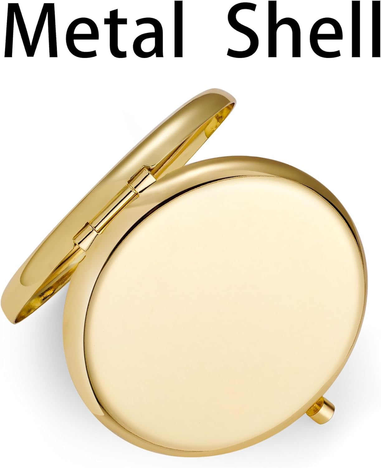 MLLXX Compact Mirror for Purse, Metal Round Shell, Double-Sided 1X/2X Magnifying, Portable Travel Makeup Mirror, Mini Pocket Mirror, Gold, 12 Pack